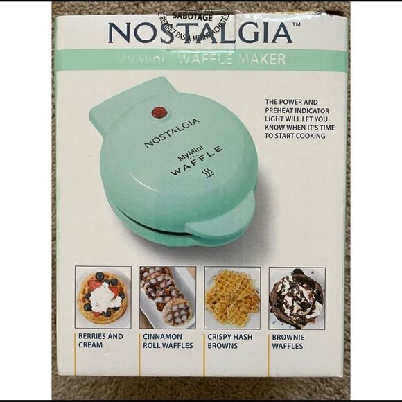 Nostalgia MyMini Waffle Maker Teal - Picture 2 of 4